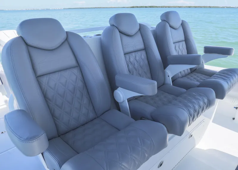 Slide: The Image of Luxurious seating on 2025 Invincible 39 Open Fisherman boat, featuring elegant design and comfort. - 15