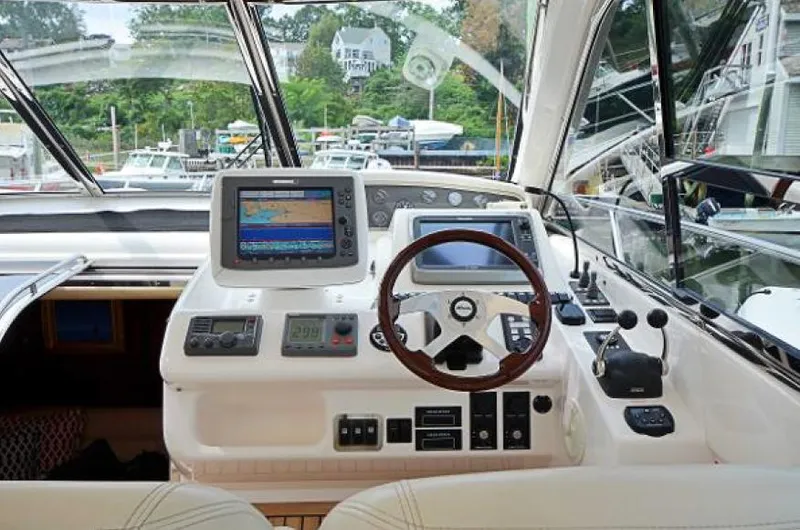 Slide: The Image of Helm of 2007 Windy Typhoon 43 yacht with navigation equipment and steering wheel. - 20