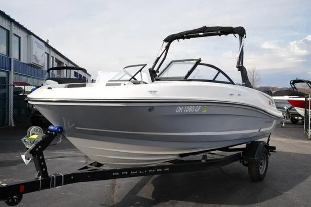 The Image of 2021 Bayliner VR5 Bowrider I/O on trailer, parked outdoors. - 1