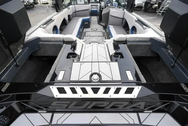 Slide: The Image of 2019 Supra SE 450 boat interior with spacious seating and modern design. - 14