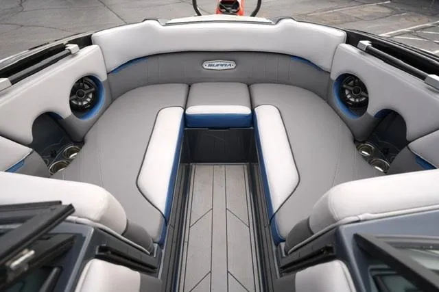 Slide: The Image of Luxurious interior of 2019 Supra SE 450 boat with plush seating and modern design. - 9