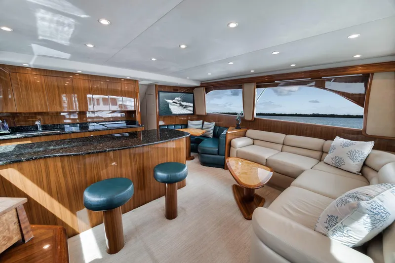 Slide: The Image of Luxurious interior of 2009 Viking 54 Convertible yacht with elegant seating and modern design. - 31