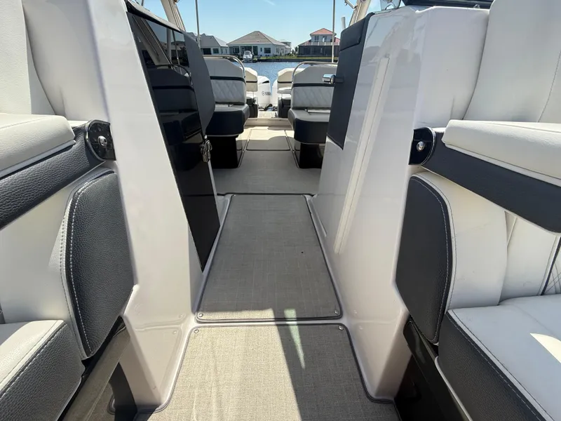 Slide: The Image of 2020 Regal 29 OBX boat interior with luxurious seating and modern design. - 39