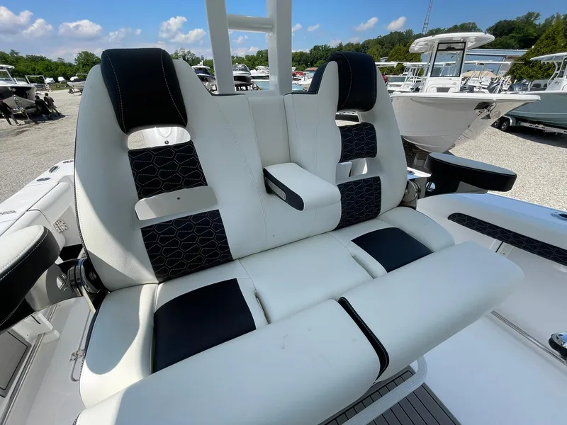 Slide: The Image of Luxury seating on 2026 Tidewater 302 CC Adventure boat, featuring modern design and comfort. - 43