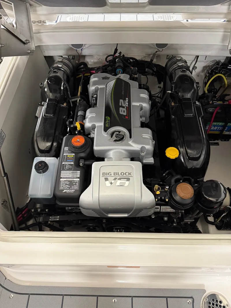 Slide: The Image of 2025 Chaparral 2870 SSX boat interior with sleek seating and modern design. - 8