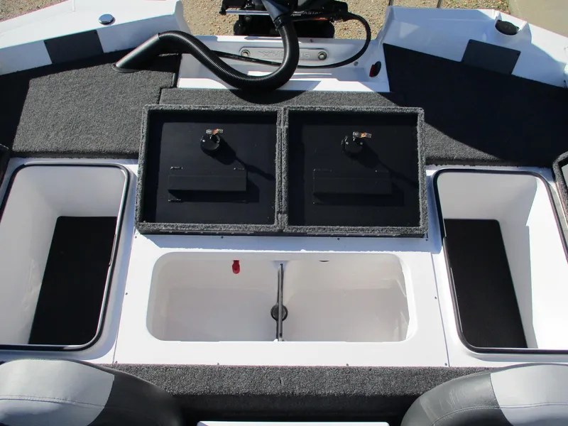 Slide: The Image of 2025 Vexus AVX 1980 boat interior with storage compartments and seating. - 11