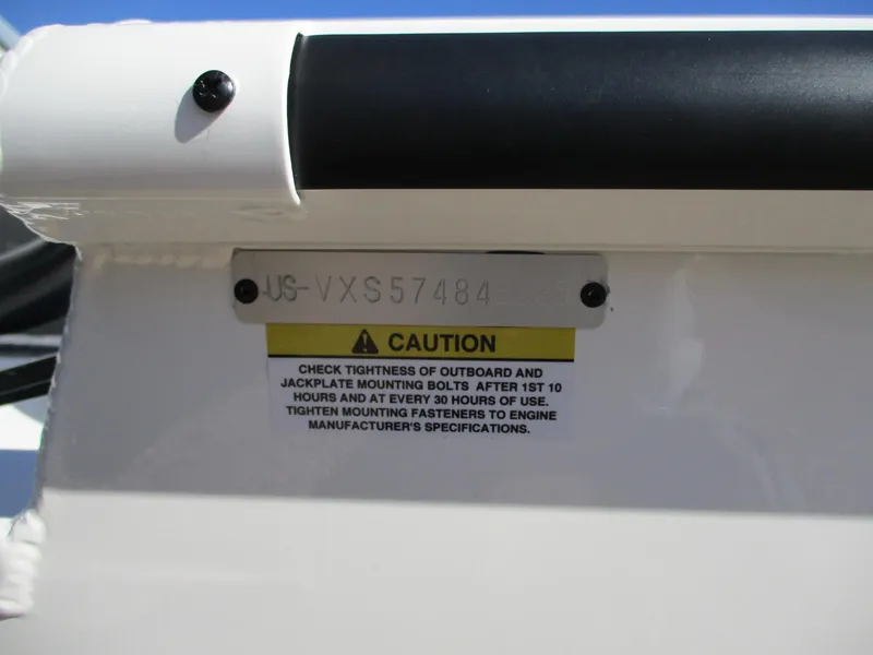 Slide: The Image of Hull identification number on 2025 Vexus AVX 1980 boat with caution label. - 14