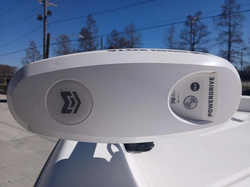 Slide: The Image of PowerDrive motor on 2010 NauticStar 1810 boat, clear sky background. - 9