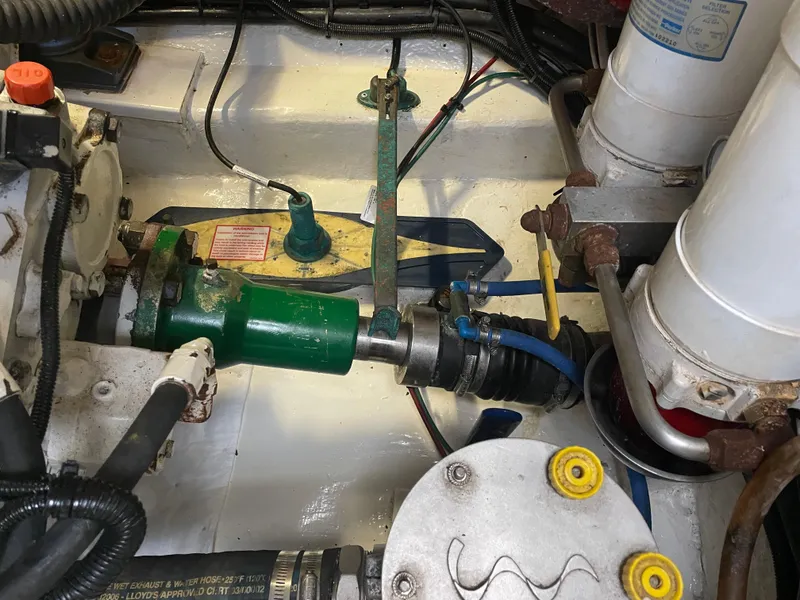 Slide: The Image of Engine compartment of 2005 Riviera 47 Open Flybridge Series II boat. - 9