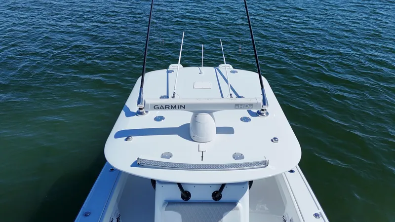 Slide: The Image of Freeman 34VH 2022 boat with Garmin radar on open water. - 25
