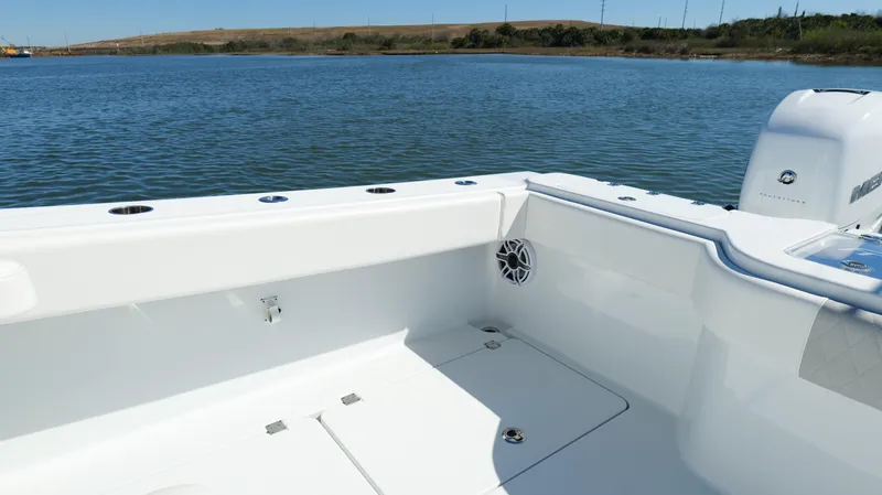 Slide: The Image of Freeman 34VH 2022 boat deck with scenic water view. - 41