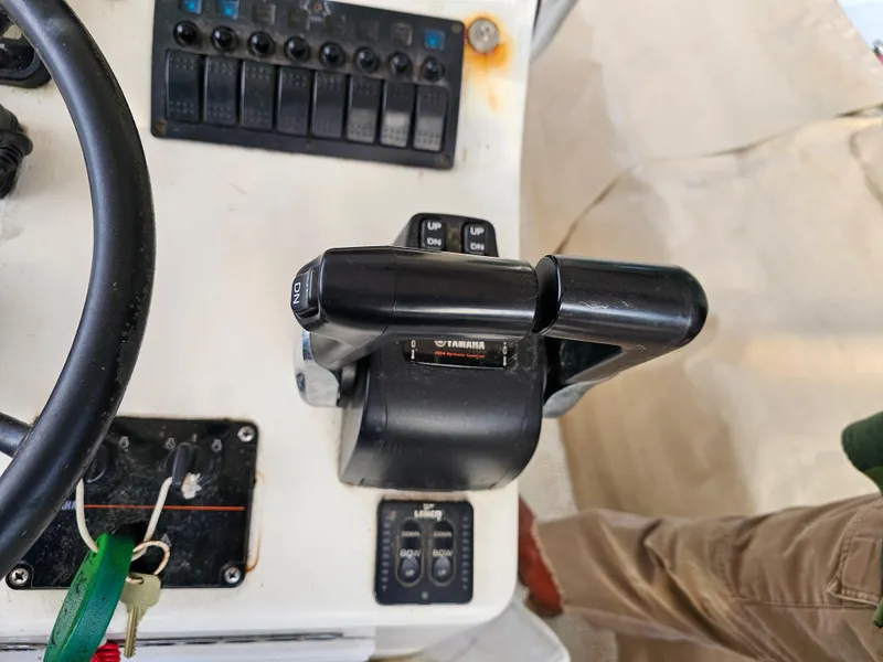 Slide: The Image of Close-up of 1996 Eduardono RIB boat controls and dashboard. - 7