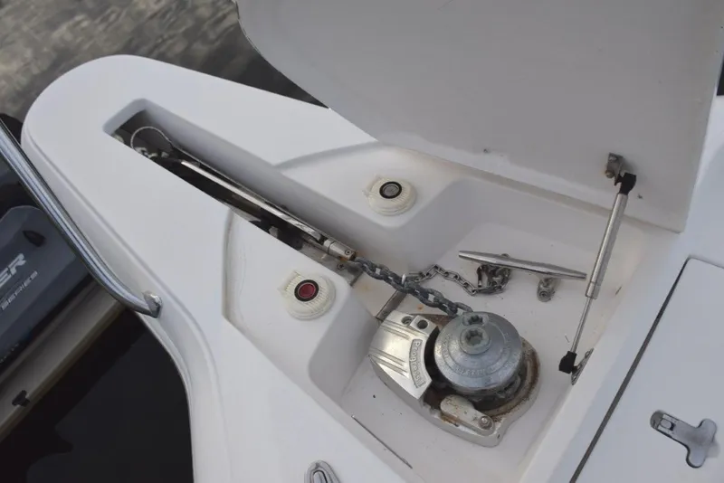 Slide: The Image of Pulpit with mounted anchor/windlass, rode locker just aft - 28
