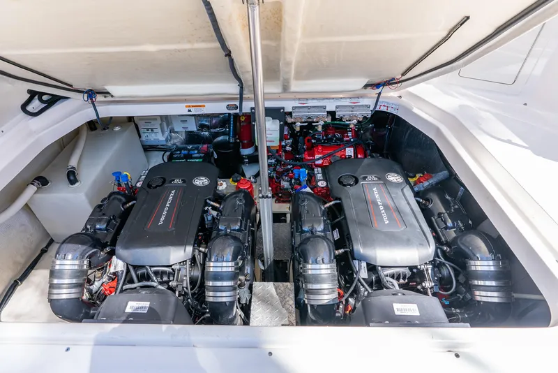Slide: The Image of 2020 Regal 35 Sport Coupe engine compartment with twin powerful engines. - 44