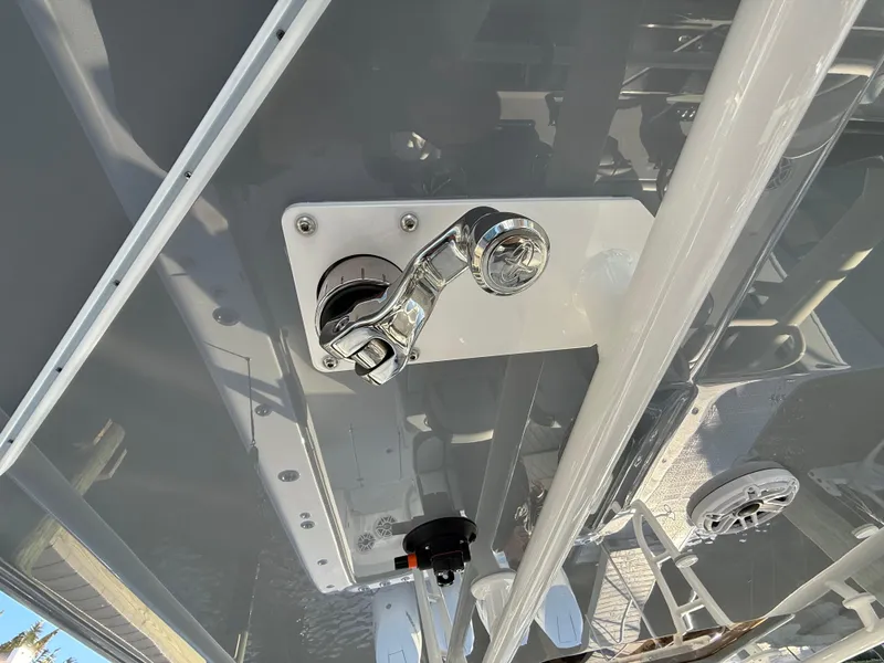 Slide: The Image of Close-up of 2025 Yellowfin 42 CC boat hardware and fittings. - 46