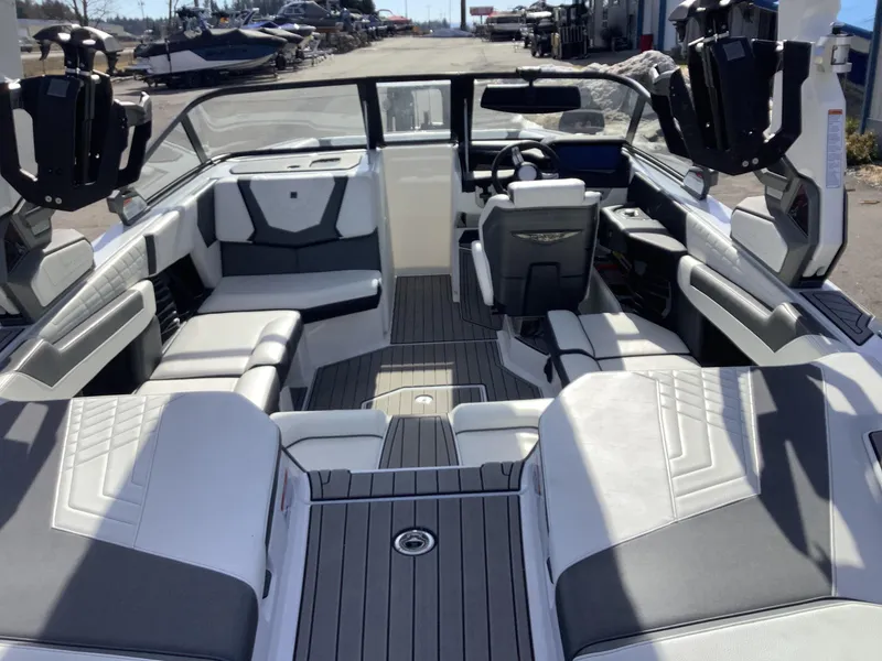 Slide: The Image of 2023 Nautique G21 boat interior with sleek seating and modern design. - 5