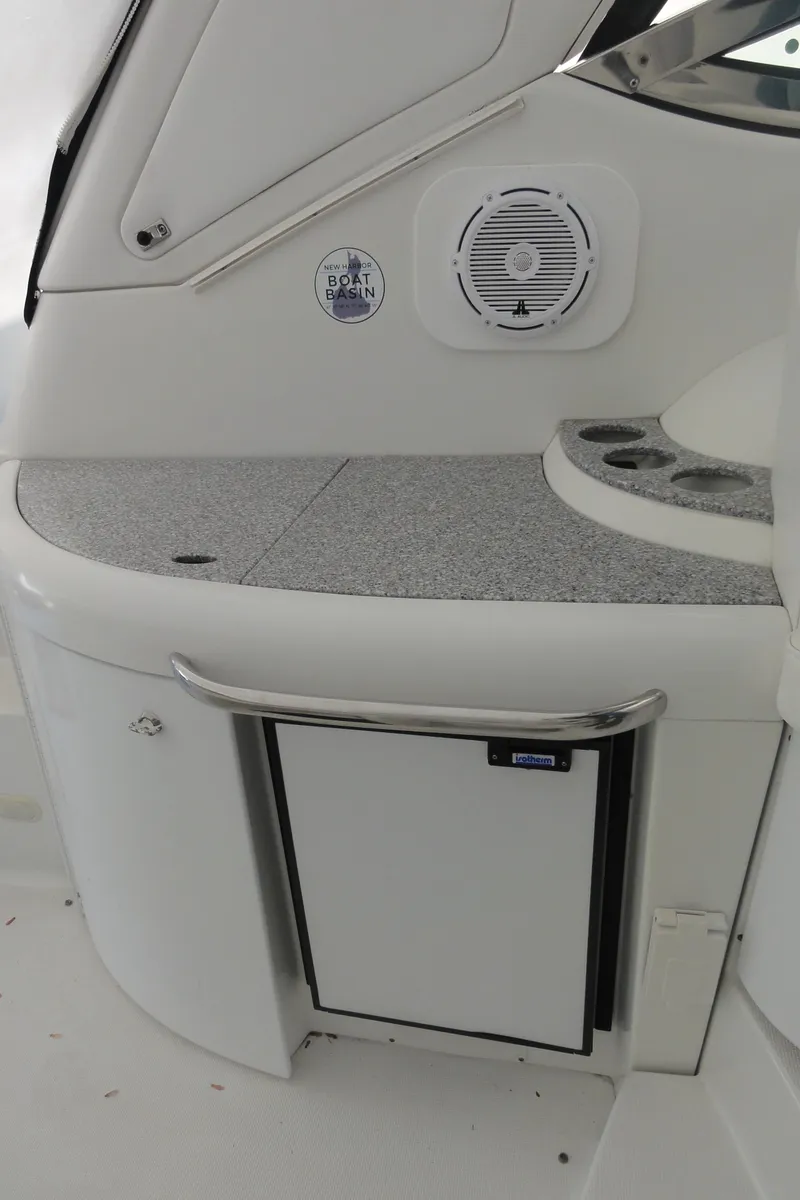 Slide: The Image of 2004 Formula 37 PC yacht interior with countertop and built-in speaker. - 20