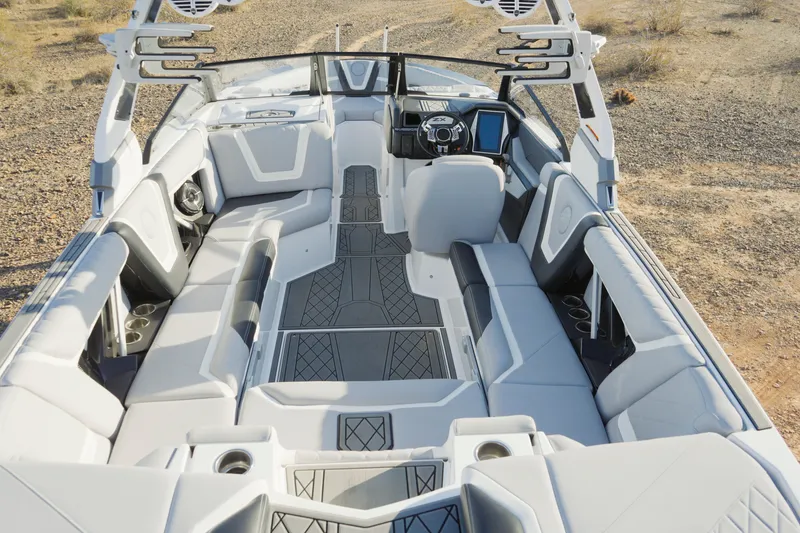 Slide: The Image of 2020 Tigé 25ZX boat interior with modern seating and sleek design. - 3