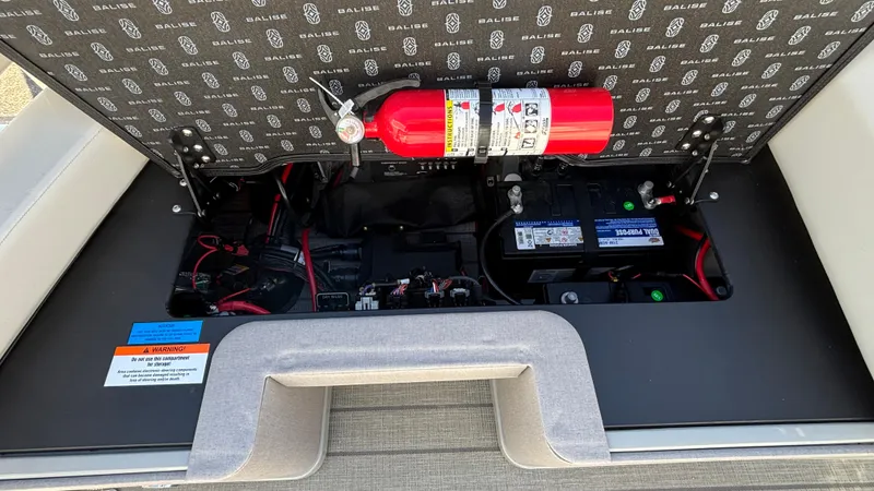 Slide: The Image of Luxurious interior of 2025 Balise HORIZON 24C boat with spacious seating. - 15