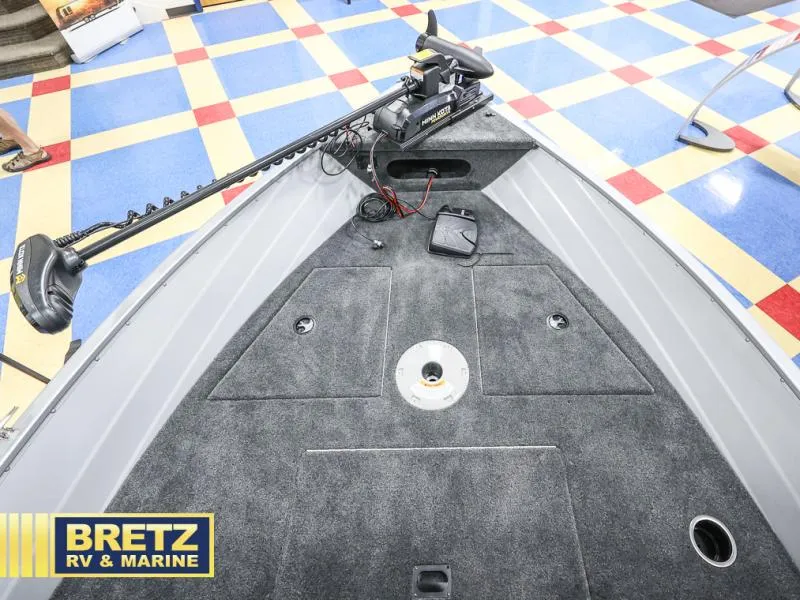 Slide: The Image of 2024 PRO ANGLER 162 boat interior with trolling motor, displayed at Bretz RV & Marine. - 20