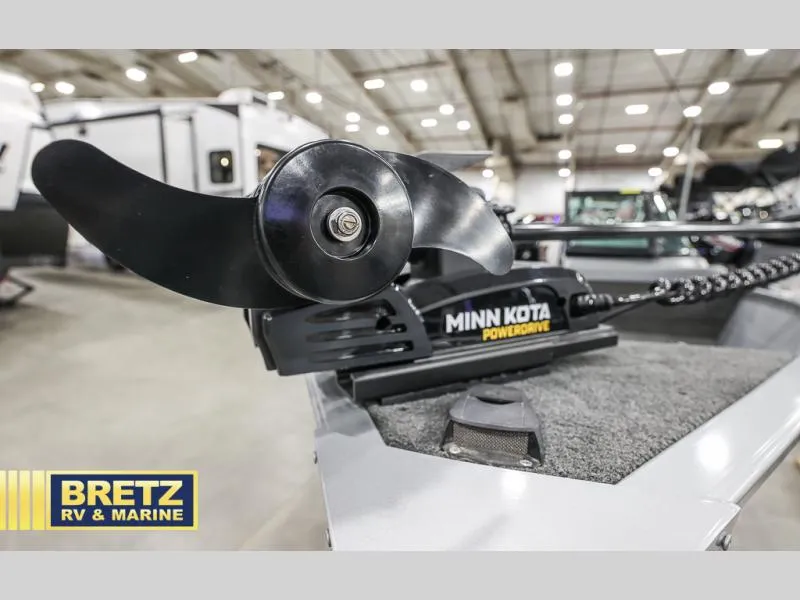 Slide: The Image of 2024 PRO ANGLER 162 with Minn Kota PowerDrive trolling motor at Bretz RV & Marine showroom. - 24