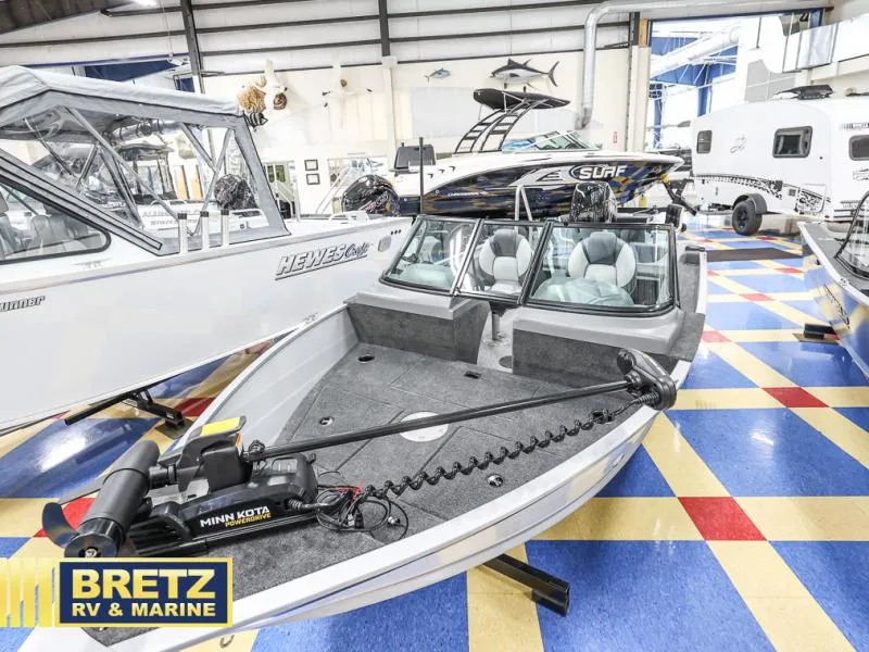 Slide: The Image of 2024 PRO ANGLER 162 boat displayed at Bretz RV & Marine showroom. - 5