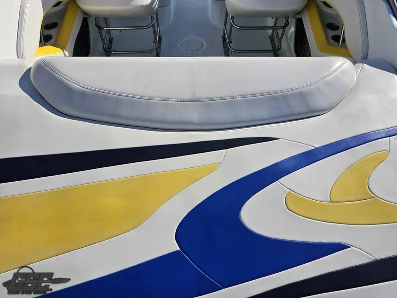 Slide: The Image of 2008 Baja 247 Islander boat interior with colorful upholstery design. - 36