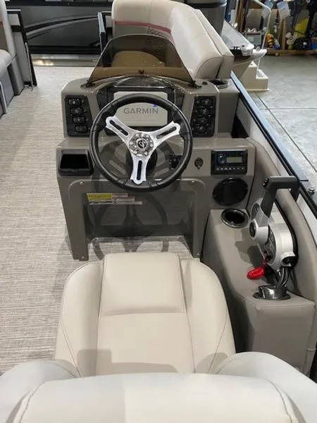 Slide: The Image of 2023 Qwest 824 E-Class RLS Triple Tube LTZ pontoon boat interior with spacious seating. - 7