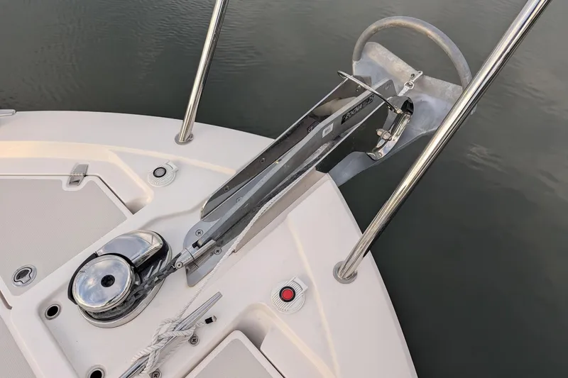 Slide: The Image of 2024 Back Cove 39O boat anchor system with stainless steel fittings and rope. - 44