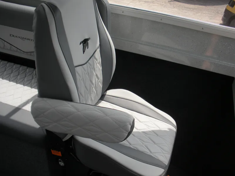 Slide: The Image of Luxurious seating in 2025 Duckworth 24 Pacific Pro boat, featuring elegant quilted design. - 16