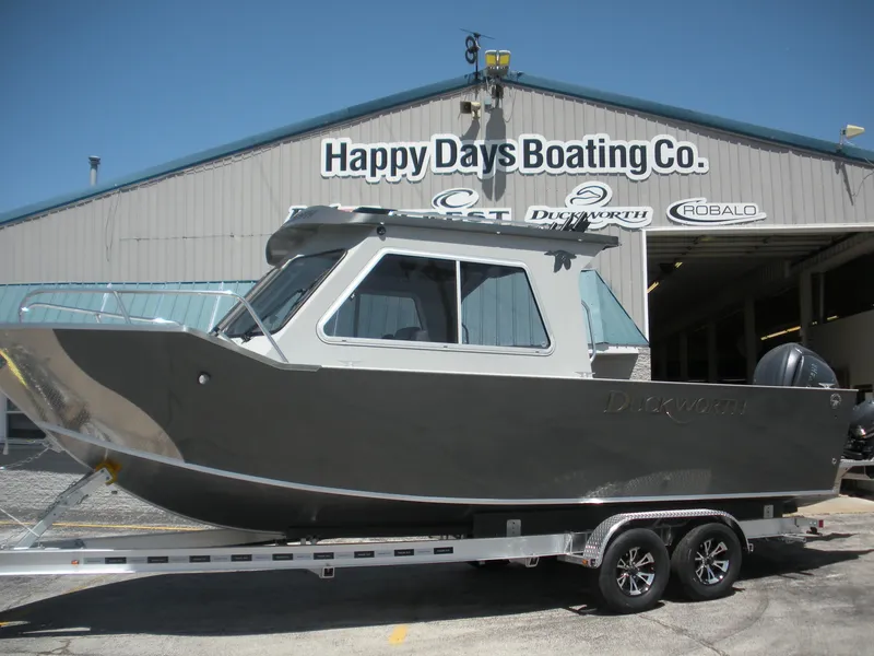 Slide: The Image of 2025 Duckworth 24 Pacific Pro boat on trailer at Happy Days Boating Co. - 2