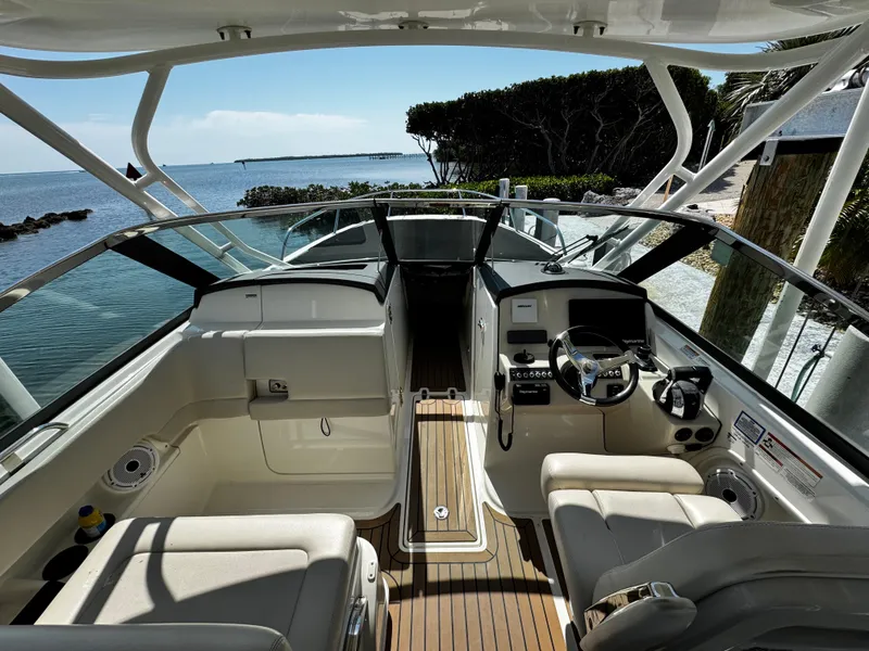 Slide: The Image of 2019 Boston Whaler 270 Vantage boat interior with ocean view. - 24