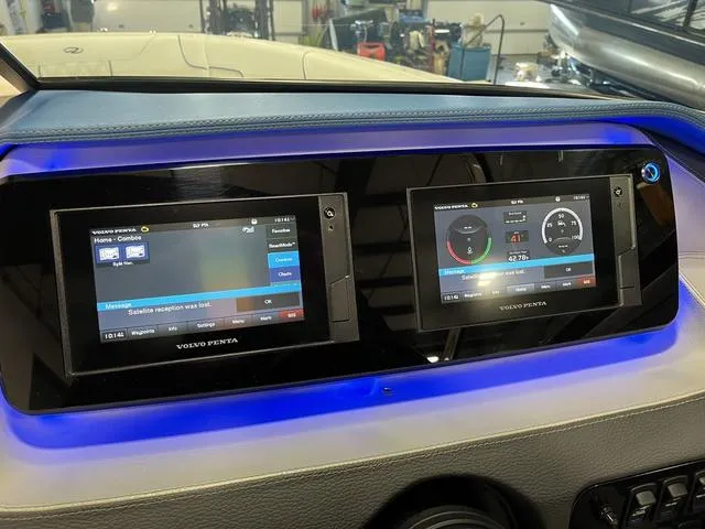 Slide: The Image of Dashboard of 2020 Regal LS6 Surf boat with dual Volvo Penta displays. - 17