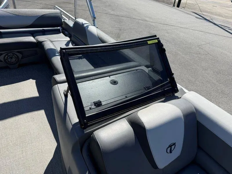 Slide: The Image of 2022 Tahoe LTZ VRB 2485 boat interior with seating and windshield. - 47