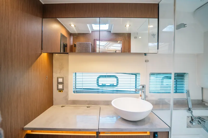 Slide: The Image of Modern bathroom interior of 2021 Jeanneau Leader 12.5 WA yacht with sleek design. - 19