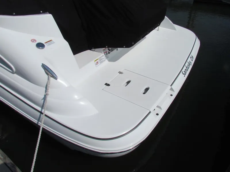 Slide: The Image of 2020 Cruisers Yachts 35 Express boat stern, docked with cover, Sandusky, OH. - 33