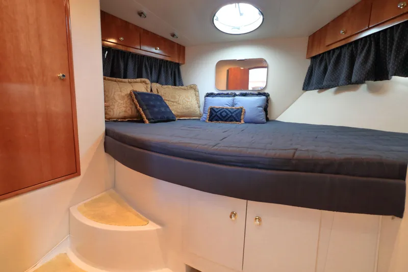 Slide: The Image of Interior of 2002 Carver 346 Motor Yacht with cozy bedroom. - 18