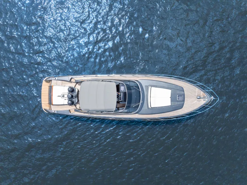 Slide: The Image of Aerial view of 2015 Riva 63 Virtus yacht on open water. - 3
