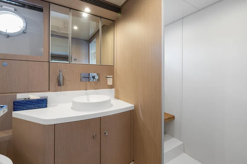 Slide: The Image of Luxurious bathroom interior of 2015 Riva 63 Virtus yacht with modern fixtures. - 30