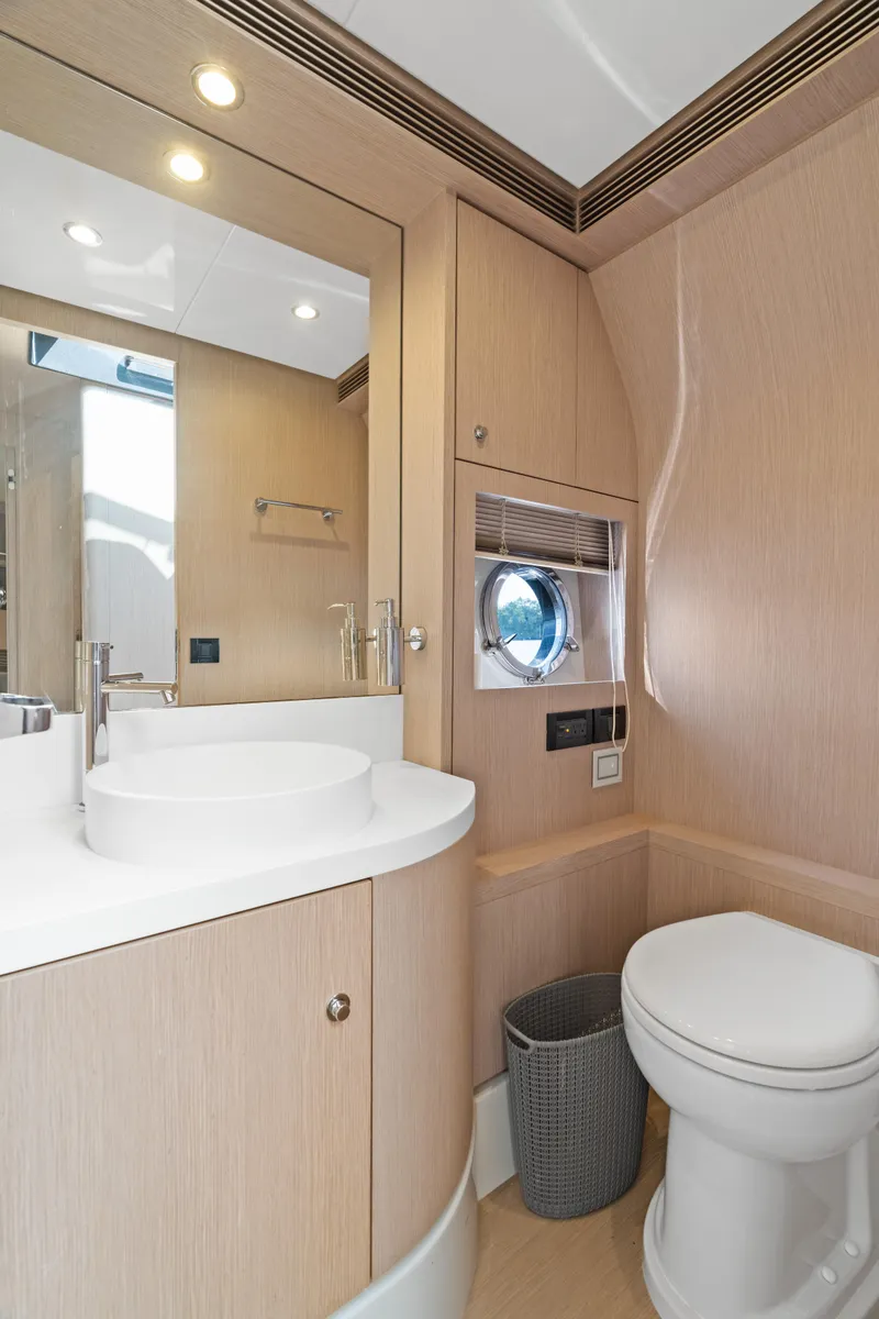 Slide: The Image of Luxurious bathroom interior of 2015 Riva 63 Virtus yacht with modern fixtures. - 37