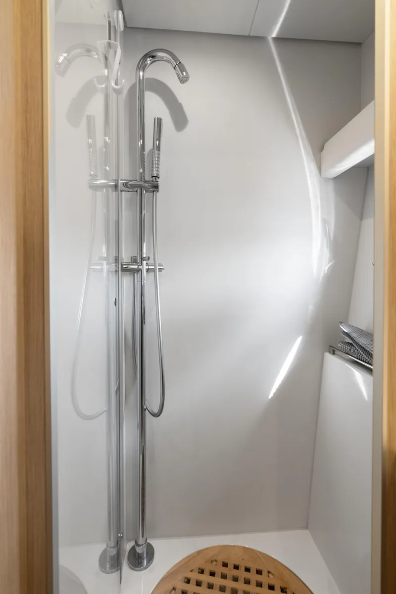 Slide: The Image of Shower area in 2015 Riva 63 Virtus yacht with modern fixtures. - 38