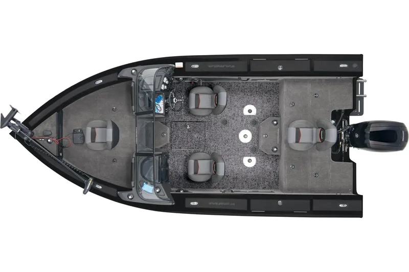 Slide: The Image of Interior of 2025 Tracker Targa V-18 WT boat with modern seating and dashboard. - 5