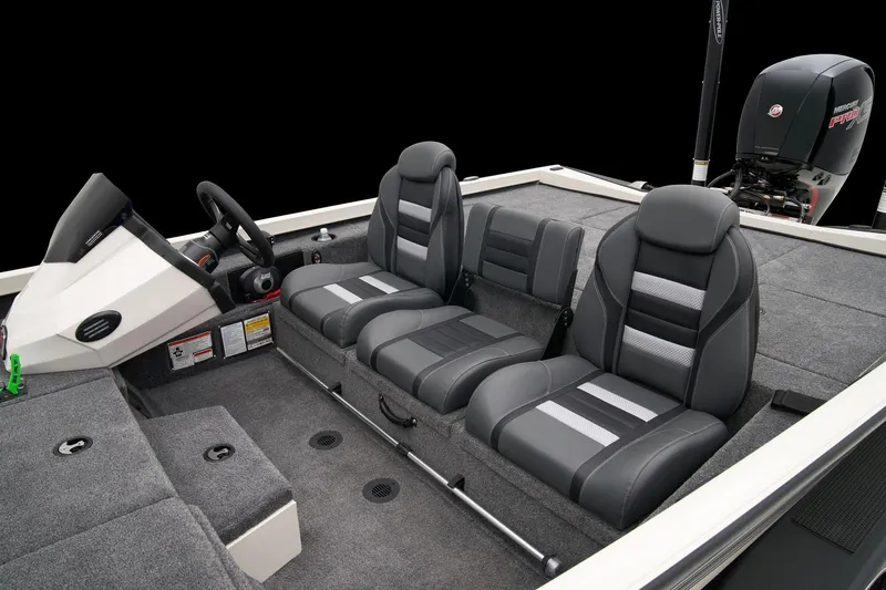 Slide: The Image of 2025 Ranger RT198P boat interior with sleek seating and modern design. - 5
