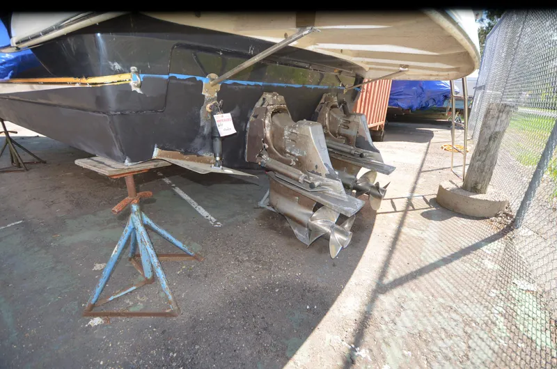 Slide: The Image of Twin Volvo Penta engines in a 2005 Rinker Fiesta Vee 300 boat. - 24