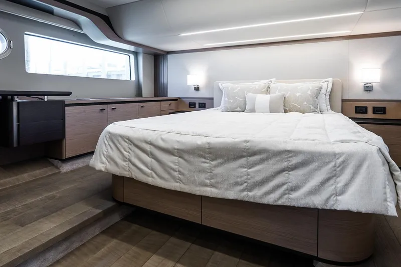 Slide: The Image of Luxurious bedroom interior of 2026 Absolute Navetta 53 yacht with modern design. - 34