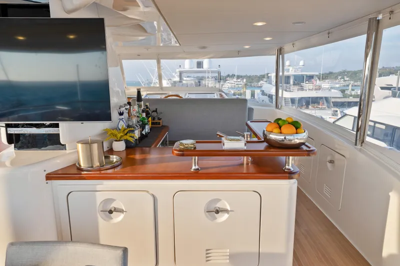 Slide: The Image of Luxurious interior of 2012 Sanlorenzo SD92 yacht with elegant bar and panoramic views. - 17