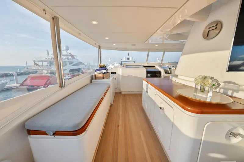 Slide: The Image of Luxurious interior of 2012 Sanlorenzo SD92 yacht with elegant seating and panoramic windows. - 24
