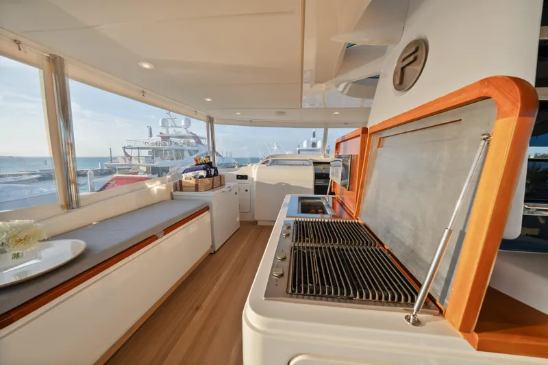 Slide: The Image of Luxurious 2012 Sanlorenzo SD92 yacht interior with modern kitchen and ocean view. - 28