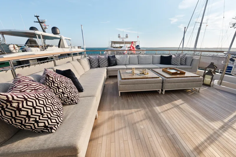 Slide: The Image of Luxurious Sanlorenzo SD92 yacht deck with elegant seating, 2012 model. - 29
