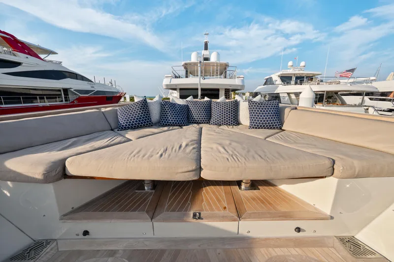 Slide: The Image of Luxurious 2012 Sanlorenzo SD92 yacht with spacious outdoor seating and elegant design. - 45
